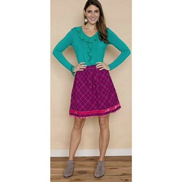 Matilda Jane Women's Forever Friends Britta Long Sleeve Green Ruffle Blouse XL - Picture 6 of 6